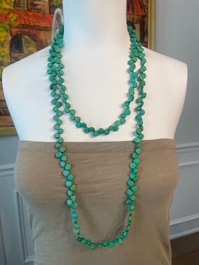 Turquoise Bead Long Necklace